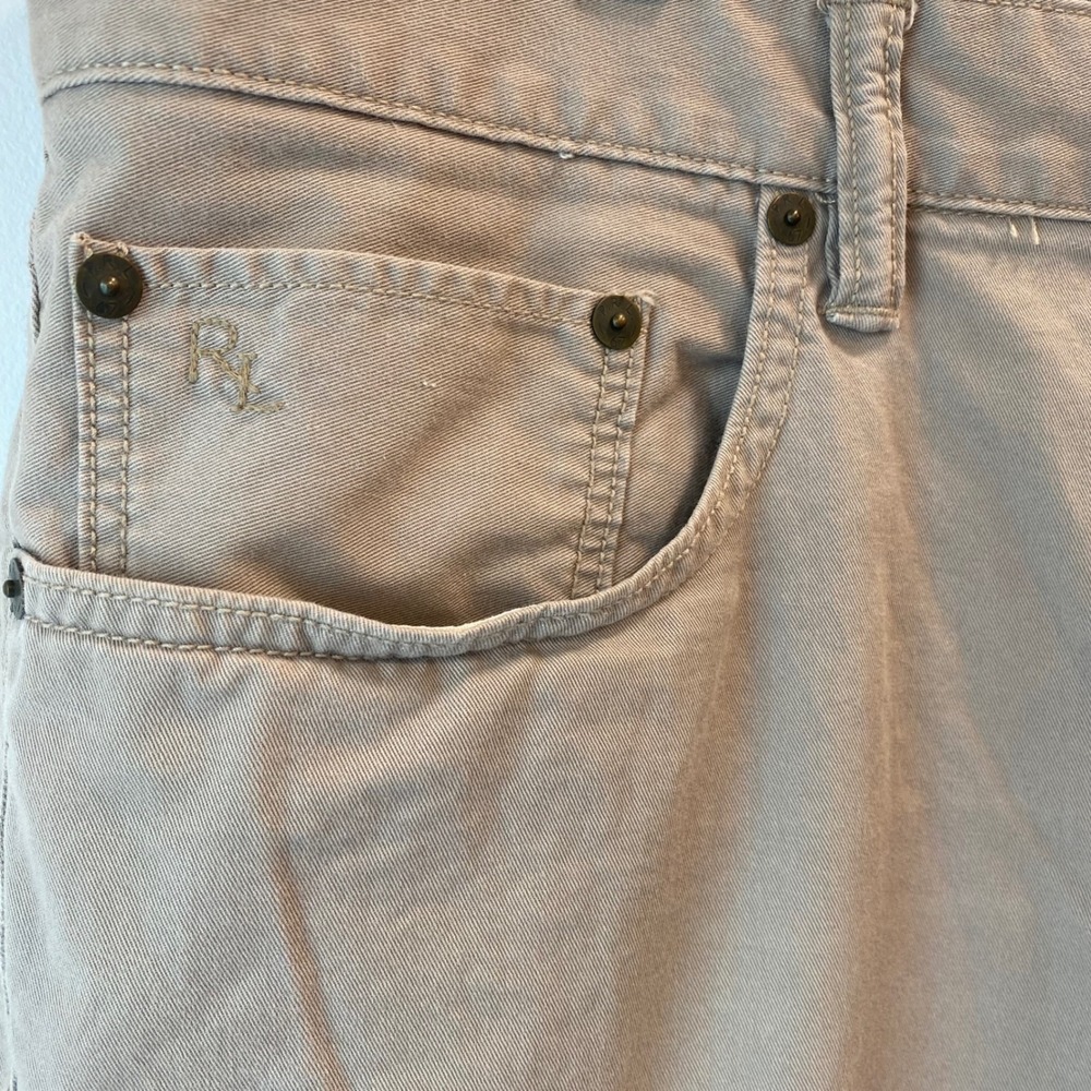 Polo Ralph Lauren Pants Mens 38x32 Tan Varick Slim Straight Khaki Chino Dungaree - Picture 15 of 16